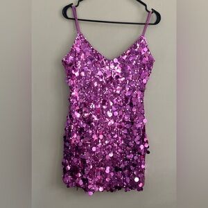 Klesis pink magenta sequin sleeveless mini dress size medium new